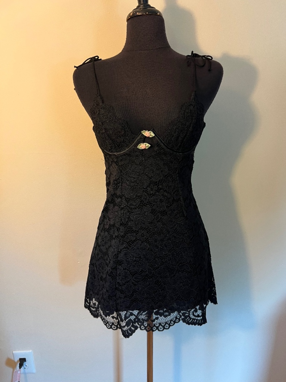 For Love and Lemons Black Lack Mini Dress
